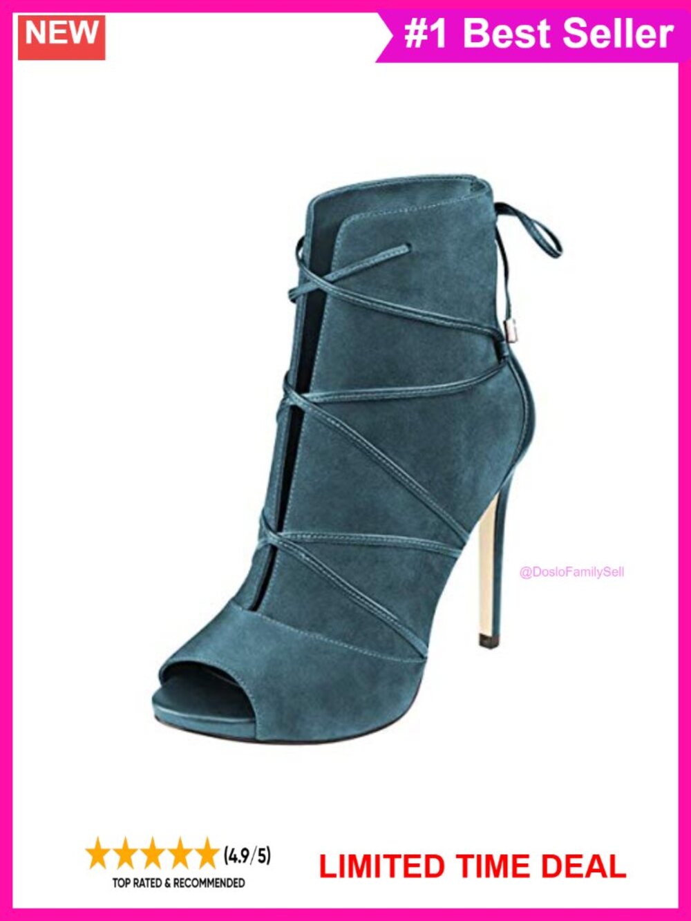 Faux Suede Peep Toe Stiletto Ankle Booties Lace Up Platform Heels